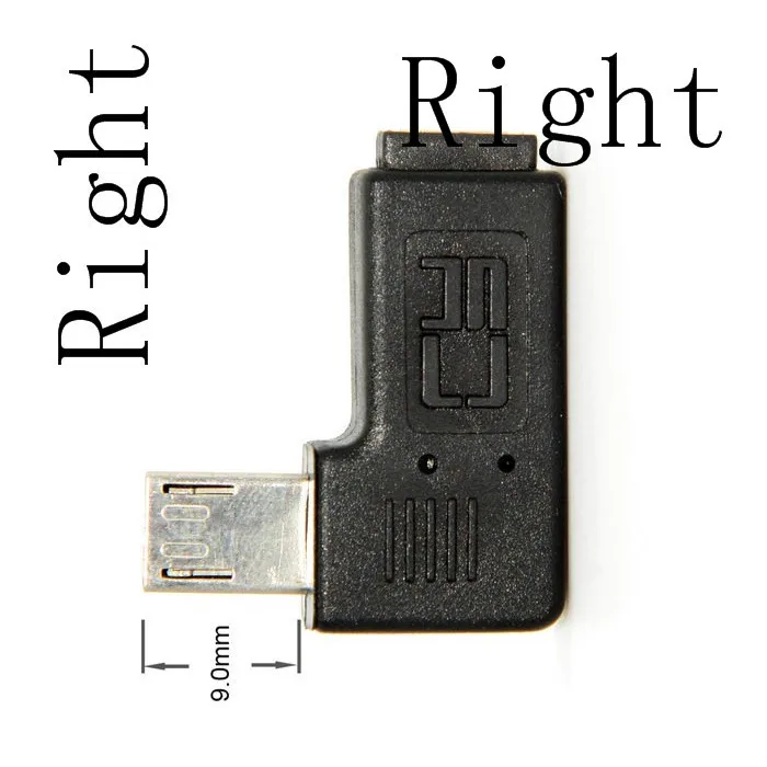 9 мм Длинный разъем 90 градусов правый и левый Угловой Micro USB 2 0 5Pin штекер к гнезду M