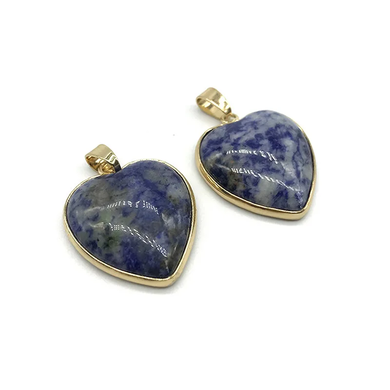1pc blue spot Лидер продаж камень 1 предмет Кулоны в форме сердца натуральным аметисты Агаты опал бирюза Малахит Кварцевый камень кулон для женщин - Окраска металла: 1pc blue spot