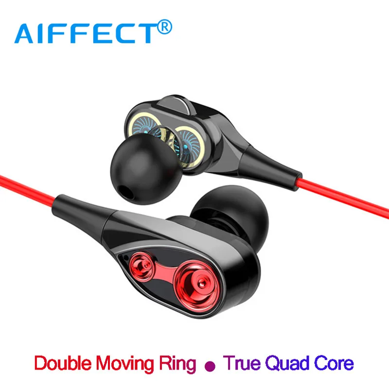 AIFFECT HIFI тяжелый бас звук наушники двойной драйвер спортивные 3 5 мм разъем