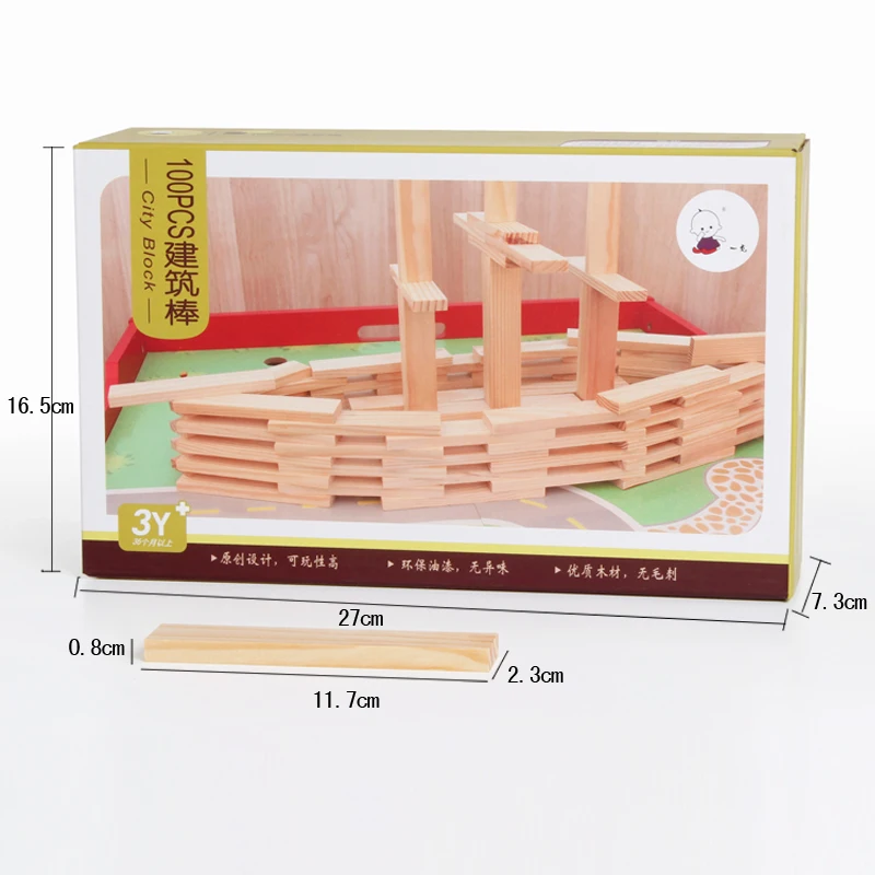 Монтессори детские игрушки деревянные блоки 100 шт строительные Обучающие