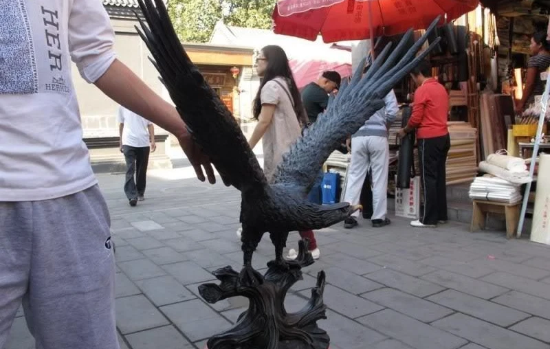 34 китайская художественная скульптура из чистой бронзы медная летучая мышь Орел