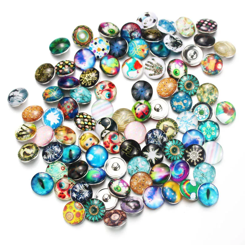 

10pcs/lot Mixed Random Colors 18mm Glass Snap Button Jewelry Faceted Glass Snap Fit Snap Bracelet Boom Life Snaps jewelry 7857