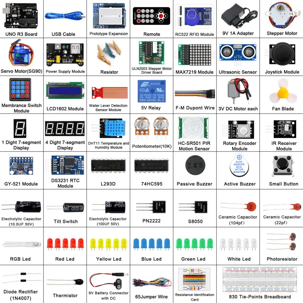 Полный стартовый набор LAFVIN UNO R3 Project для Arduino с обучающим руководством 10 компл./лот