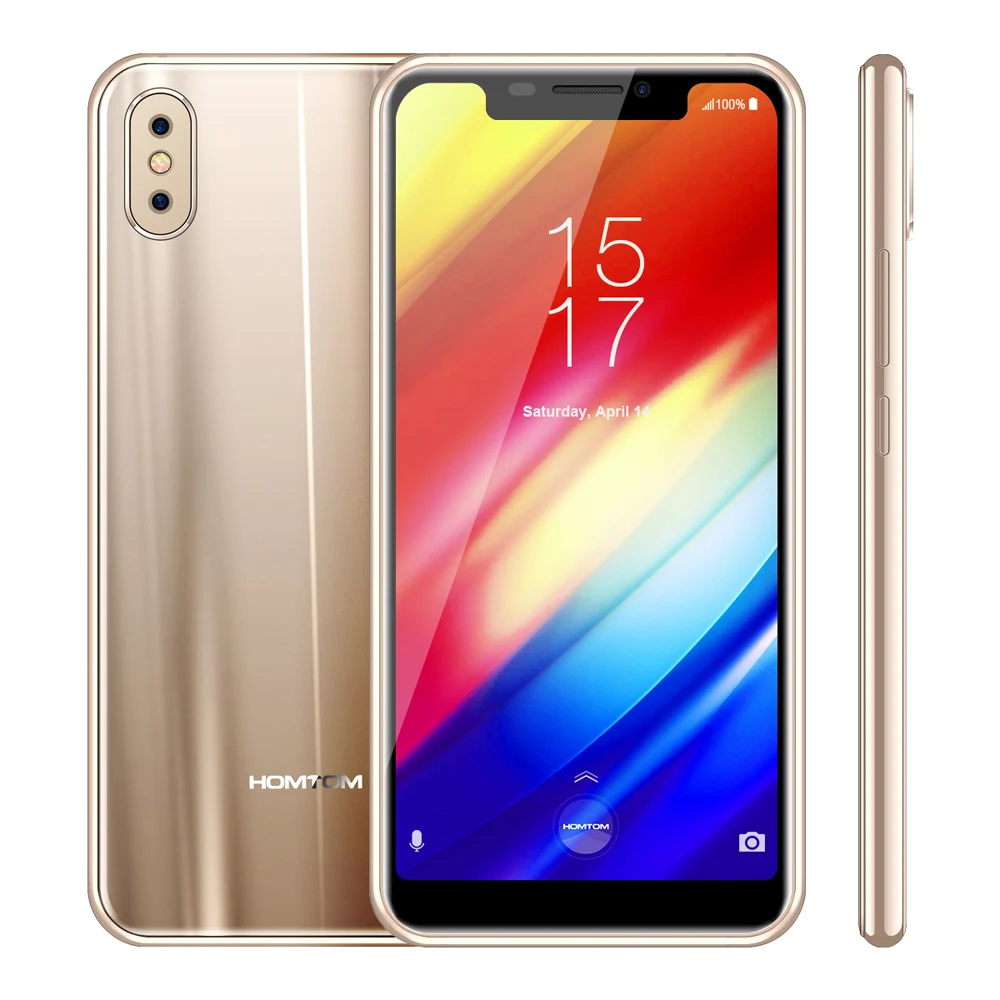 Gold Мобильный телефон HOMTOM H10, 4 Гб ОЗУ, 64 Гб ПЗУ, четыре ядра, 5,85 дюйма, 4G, Android 8,1, распознавание лица, MTK6750, 3500 мА/ч, 16 МП, боковой отпечаток пальца - Цвет: Gold
