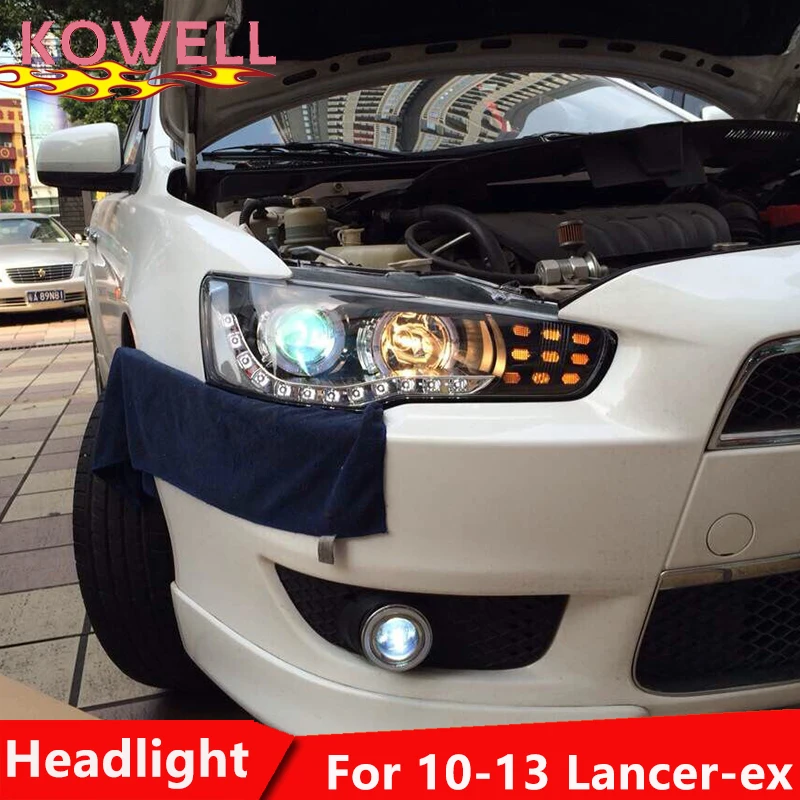 

KOWELL Car Styling Head Lamp for LANCER Headlights LED Headlight ANGEL EYES BEAM DRL Bi-Xenon Lens HID Automobile Accessories