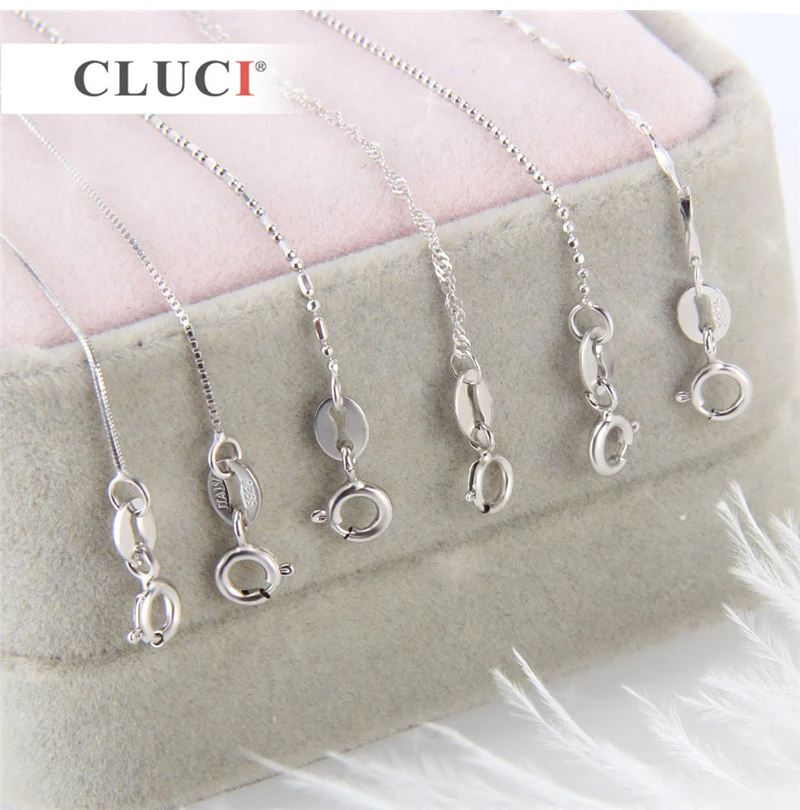 CLUCI Настоящее серебро 925 проба цепочка для ожерелья Изготовление ювелирных изделий из драгоценных камней женские ожерелья аксессуары Регулируемая цепочка серебро 925