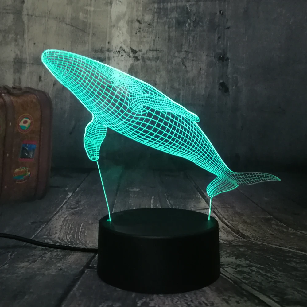 Детский подарок на день, 3D светодиодный светильник с изображением Кита, визуальное животное, светодиодный подводный мир, рыбка, ночник, многоцветная настольная лампа, подарки для детей
