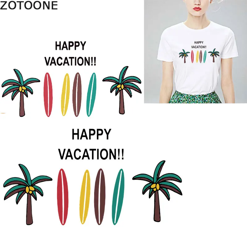 ZOTOONE мультфильм кокосовое дерево футболка печать наклейка DIY Одежда Куртка