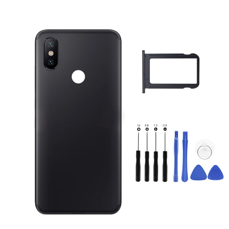 

Задняя крышка аккумулятора для Xiaomi Mi A2, Корпус задней металлической двери, держатель лотка для карт Xiaomi Mi 6X, запасные части + Боковая клавиша