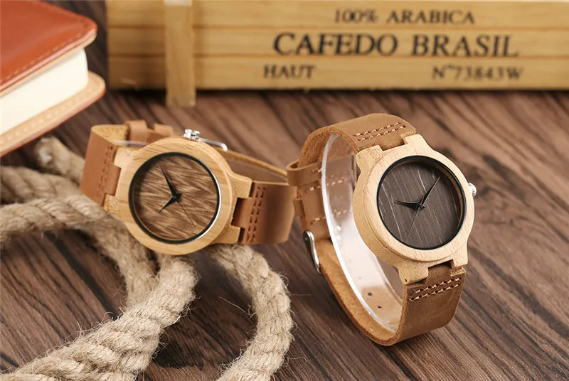 

YISUYA Bamboo Wood Ladies Watches Analog Genuine Leather Band Creative Nature Wooden Watch Women Sport Wristwatch Gift For Women