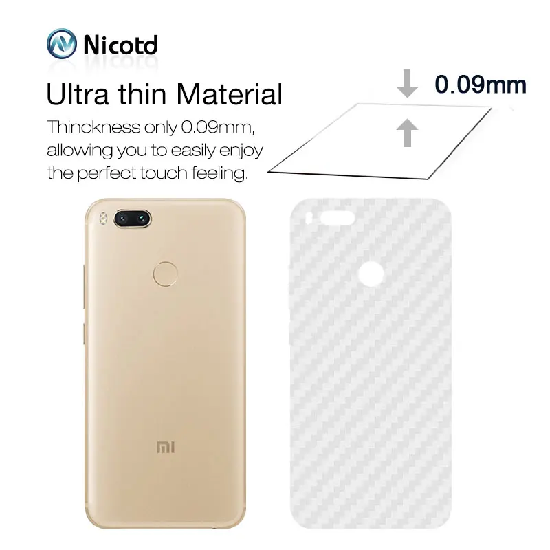 Защитная 3d пленка Nicotd из углеродного волокна для задней панели Xiaomi Mi A1 5X A2 6X 8 SE
