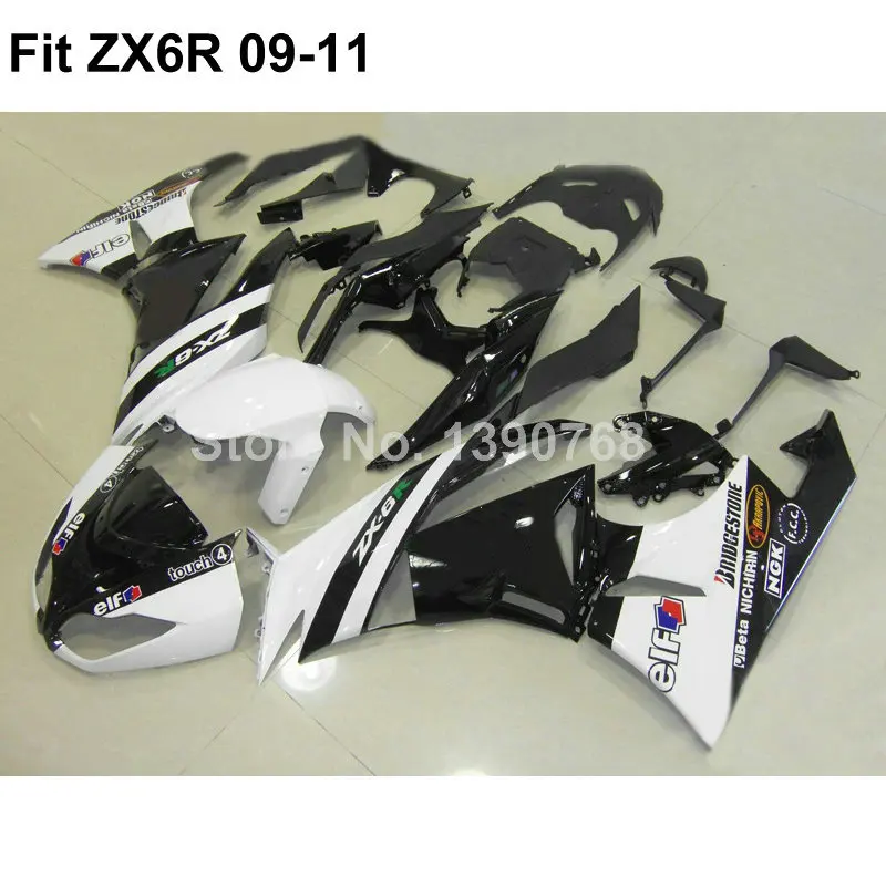 Комплект кузова для Kawasaki Обтекатели Ninja 636 ZX6R 2009 2010 2011 белый черный обтекатель