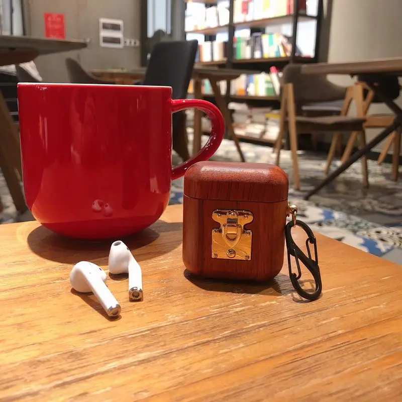 Чехол для Airpods, милый чехол для Airpods 1:1, зарядная коробка для Airpod, bluetooth-гарнитура, металлическая деревянная коробка, роскошная защита от ударов
