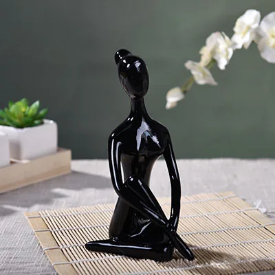 E-Black Абстрактное искусство, статуэтка из смолы для йоги, фарфоровая черно-белая 12 видов стилей, статуэтка для йоги, статуэтка для студии йоги, украшение для домашнего декора - Цвет: E-Black