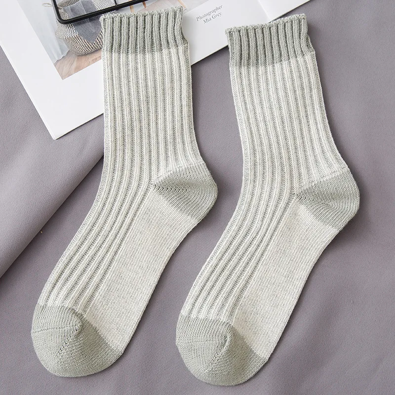 light gray Jeseca полосатые короткие носки для женщин, осень, новые модные хлопковые мягкие носки Harajuku, винтажные уличные женские милые носки, подарки - Цвет: light gray
