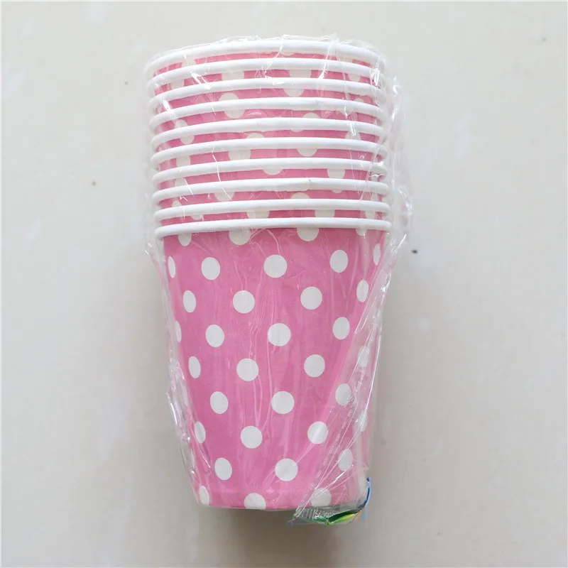 60 шт./лот Дети сувениры розовый горошек украшения тарелки салфетки вечерние PaperCups