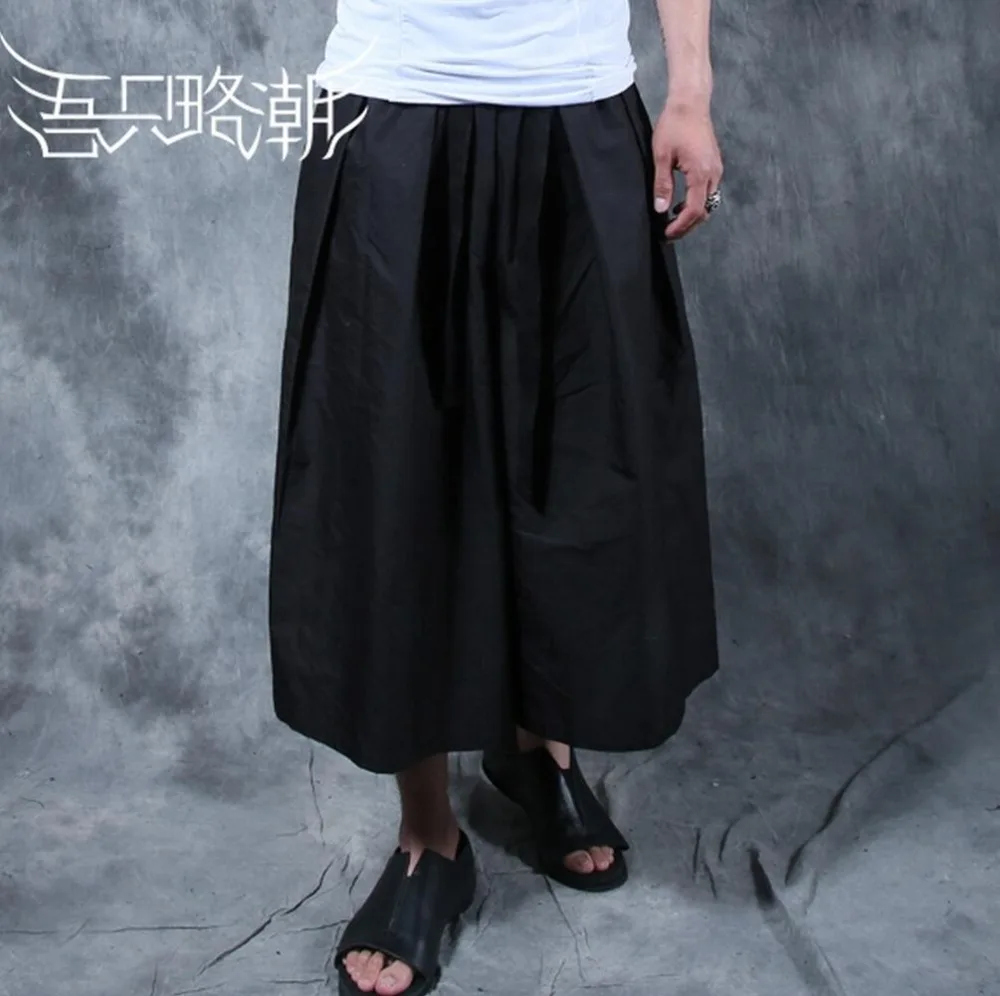 2016 New Men's clothing fashion summer male personality culottes loose boot cut harem capris pants singer costumes