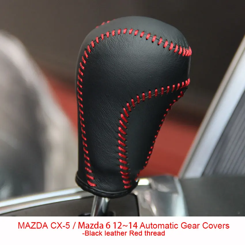 Yuji-Hong автомобиля шестерни Чехлы для мангала чехол MAZDA CX-5 Mazda 6 2012~ автоматический сдвиг воротники пояса из натуральной кож - Название цвета: Red line