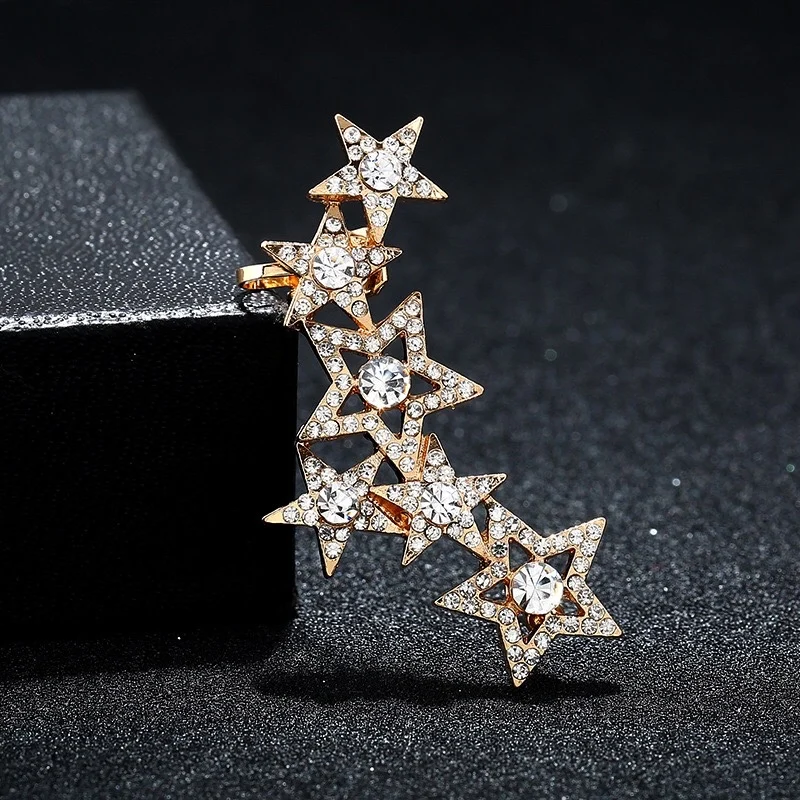 1 шт. правой и левой модные серьги-гвоздики со звездами Earcuff ювелирные с золотым оттенком серьги-клипсы для ушей манжеты для Для женщин