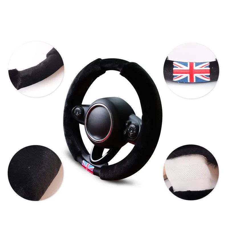 38 см плюшевые зимние рулевое колесо крышка чехол для IPad Mini Cooper F54 F55 F56 F60 R55 R56 R60 R61 теплые аксессуары черный