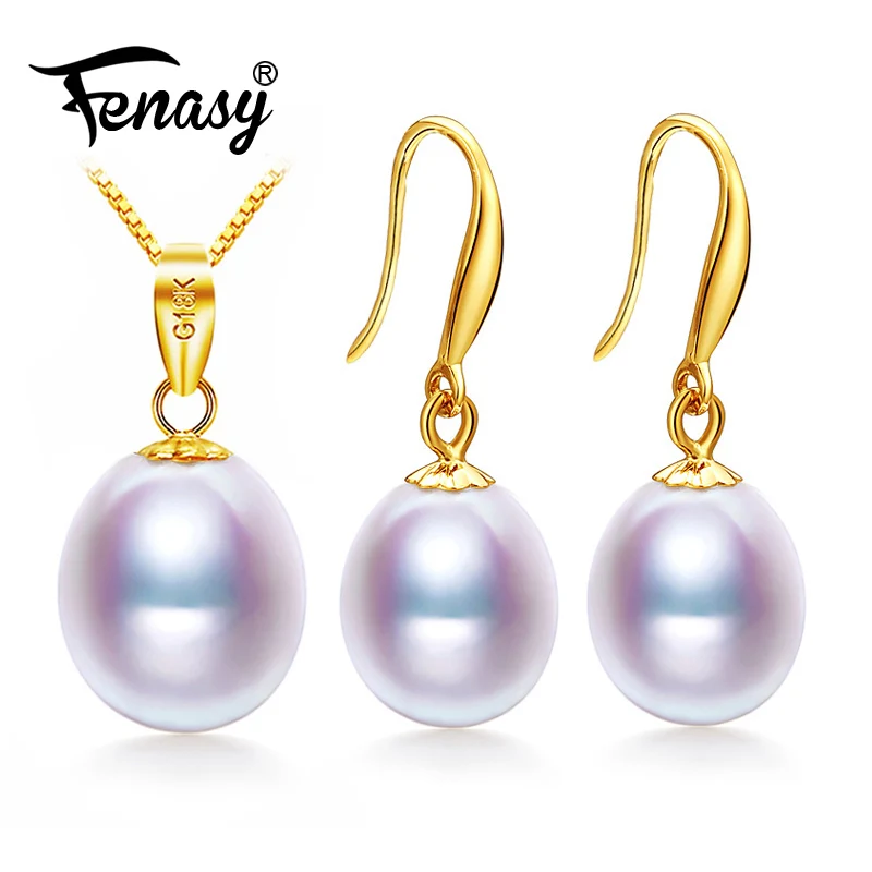 FENASY 18 k золотые жемчужные серьги ювелирные украшения K Золотое колье Ювелирные