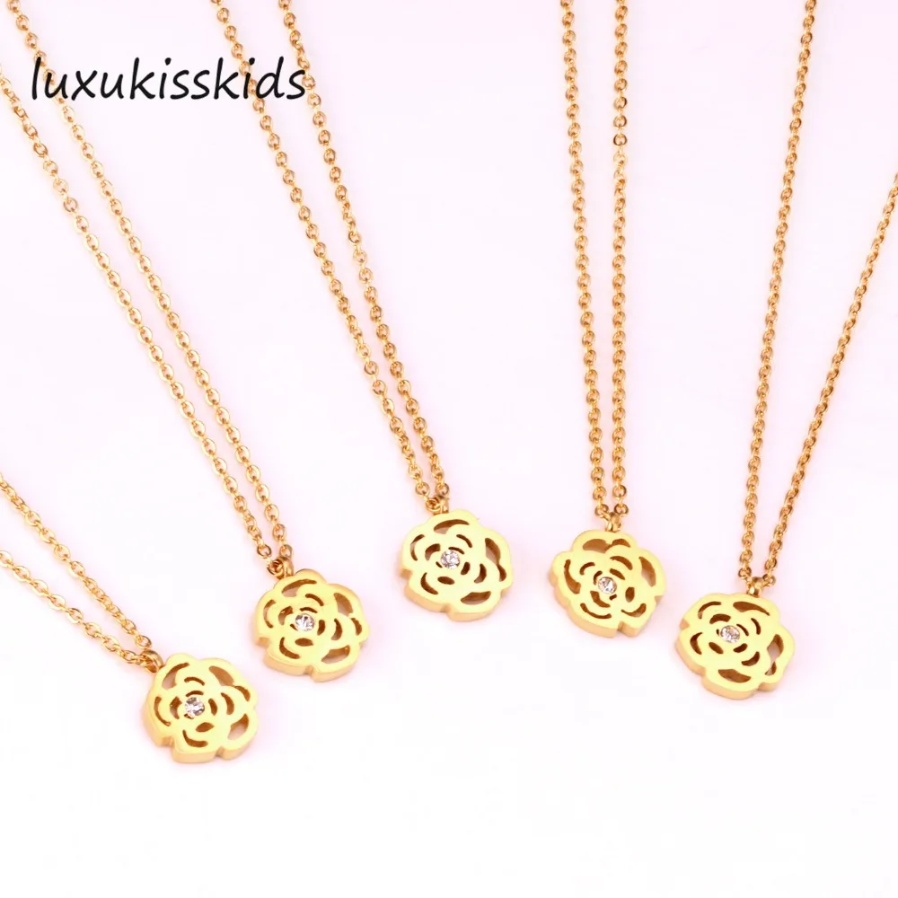LUXUKISSKIDS оптовая продажа 5 шт./партия кулон в виде цветка с цирконием для женщин