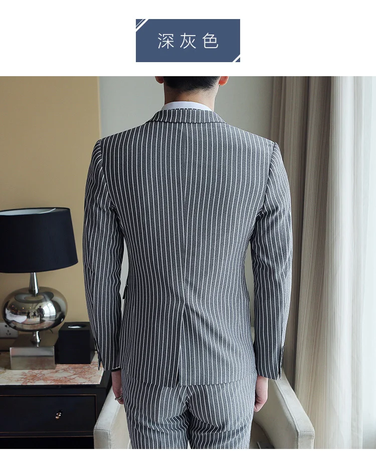 5 colors Elegant Stripe Suit Terno Costume Homme Luxe Tuxedo Suit Formal Smoking Uomo Party Weddin Slim Fit Banquet Suit Men