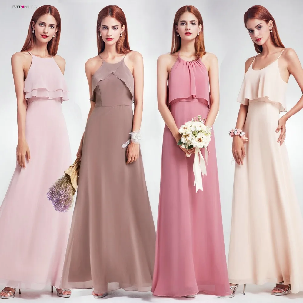 

Elegant Bridesmaid Dresses Ever Pretty EP07130 Long Chiffon Dress A-line Ruffle 2020 Bridesmaid For Wedding Party Guest Dress