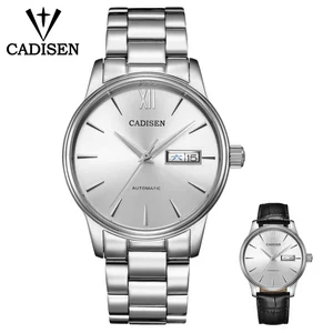 Мужские часы CADISEN NH36A, механические мужские часы с автоподзаводом, нержавеющая сталь, сапфир, водонепроницаемость 5 АТМ, деловые мужские наручные часы