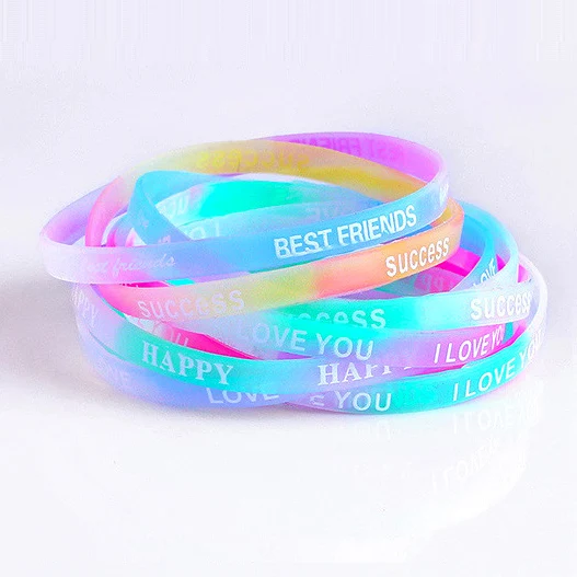 

50PCS Wholesale Silicone Rubber Bracelet Luminous Letter Wristband Sports Fitness Casual Bangle For Women Men Dropshipping