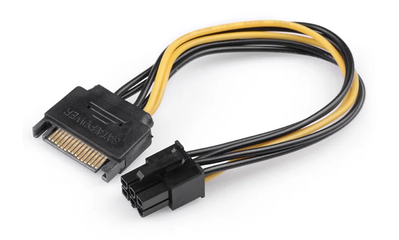 Бесплатная доставка кабель питания для видеокарты 15pin SATA папа 6pin мама PCI E с