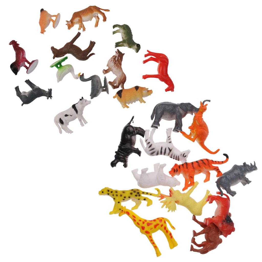 

24Pcs Plastic Wild Fowl Farm Animals Model Figures Playset Kids Educational Toys