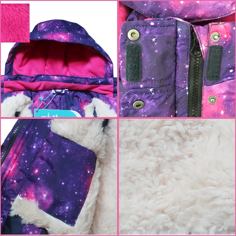 Winter Girls Clothing Sets Fleece Hooded Jackets Overalls Kids Ski Suits Outdoor Sports Children Skiing Outfits Teens Clothes