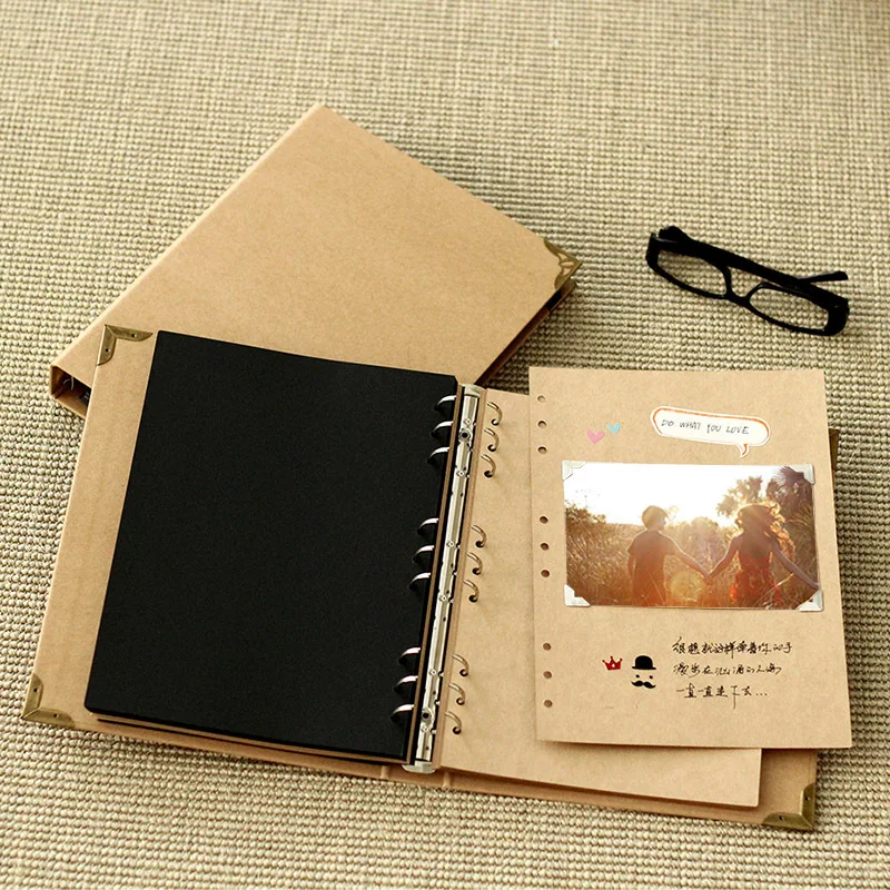 B5 крафт 9 отверстий Looseleaf блокнот пустой Полароид Сделай Сам паста крафт-бумага