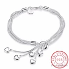 Женский браслет из серебра 925 пробы, с крючком и пятью сердцами