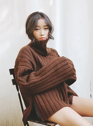 Free Shipping stylenanda retro minimalist personality twist woven turtleneck sleeve head loose knit female woman sweater | Женская