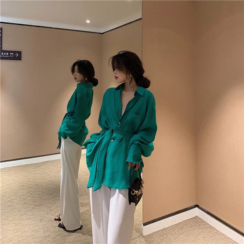 Для женщин Свободные Женская блузка со шнуровкой рубашка 2019 Новая мода лето