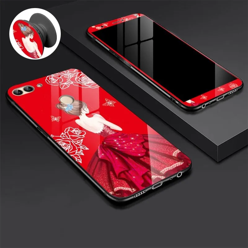 3 Чехол из закаленного стекла для huawei P Smart Enjoy 7s чехол противоударный мультяшный чехол для huawei Enjoy 7S чехол из закаленного стекла пленка - Цвет: 3