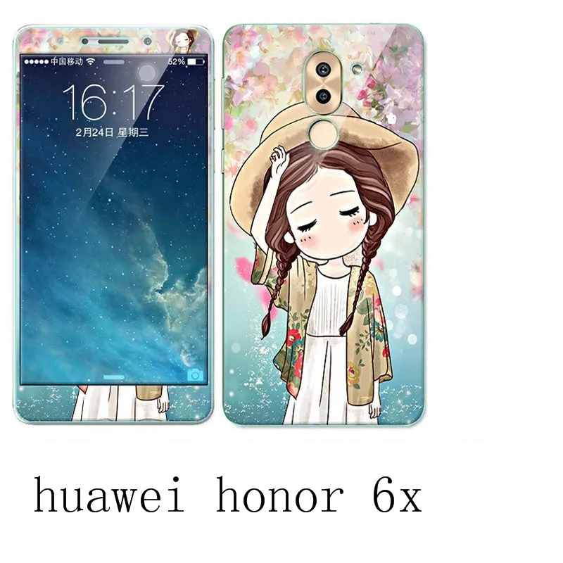 huawei honor 6x Case 360 Degree Protective TPU Cover+Color integrated tempered glass For Brand #0388 |