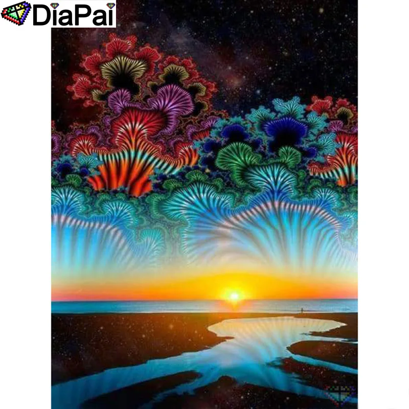 

DIAPAI Diamond Painting 5D DIY 100% Full Square/Round Drill"Color Sunset scenery"Diamond Embroidery Cross Stitch 3D Decor A24332