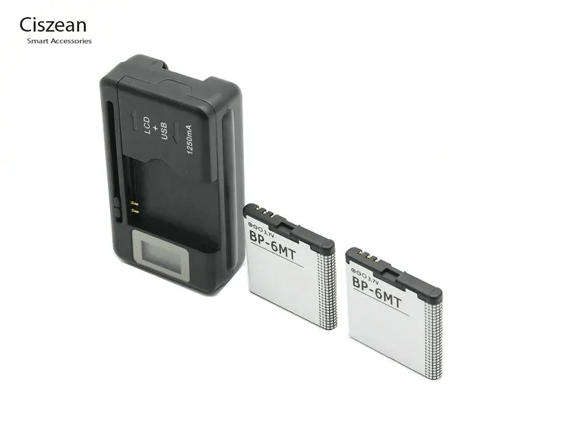 Ciszean 2PCS BP-6MT BP6MT BP 6MT 1050mAh Сменный аккумулятор + ЖК-зарядное устройство для Nokia 6720C E51