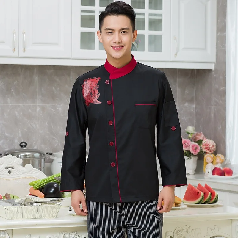 Fashionable Unisex Chef's Uniform Breathable Fabrics Chef Top Jackets Kitchen Long Sleeve Uniforms B-5599 |