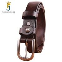 fajarina top quality 100 pure cow skin leather belt ladies design retro pin style buckles cowhide belts for woman jeans fj18004