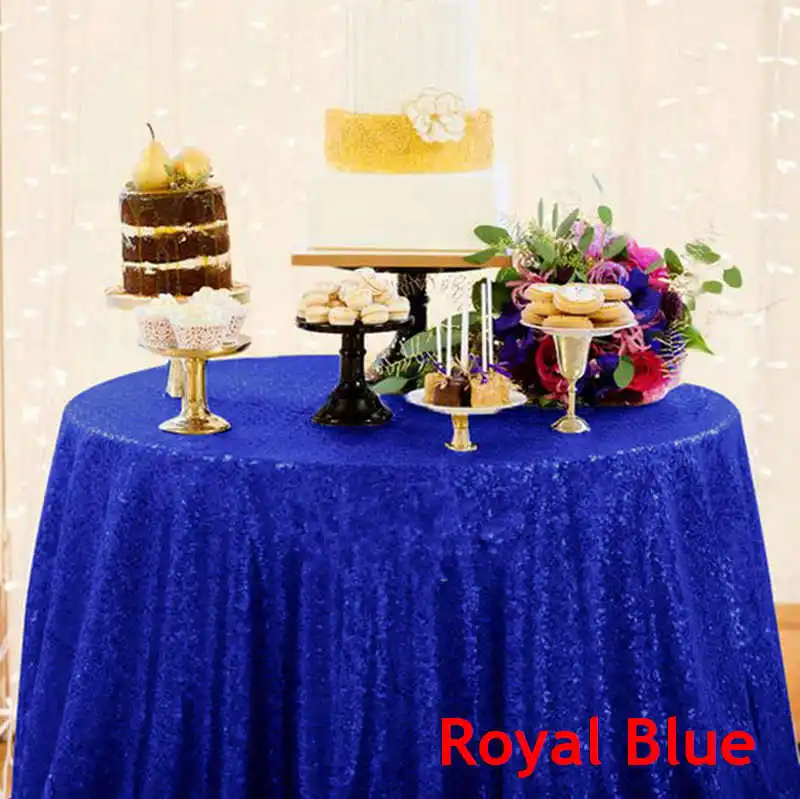 Royal Blue B·Y 72inch-180cm Round Sequin Tablecloth Pink Gold Sequin Table Cover for Christmas Party Wedding decor-9531 - Цвет: Royal Blue