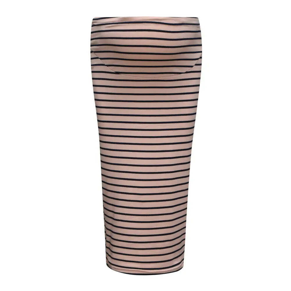 Женские полосатые юбки высокая эластичная Юбка До Колена женские летние тонкие с