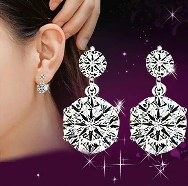 OMH оптовая продажа модные ювелирные изделия двойные серьги гвоздики из чистого