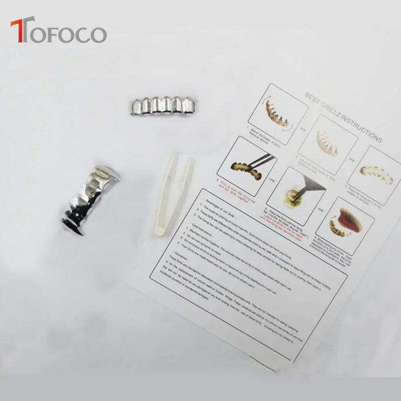 TOFOCO 4 цвета золотые зубы Grillz верхние и нижние грили хип-хоп зуб стоматологический