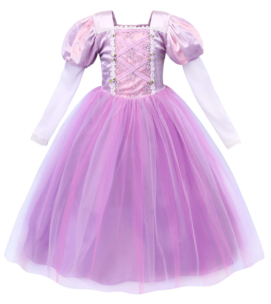 Girl Dress AmzBarley/платье принцессы Рапунцель для девочек; карнавальный костюм на Рождество, Хэллоуин; одежда с длинными рукавами для малышей на свадьбу, день рождения, вечеринку - Цвет: Girl Dress