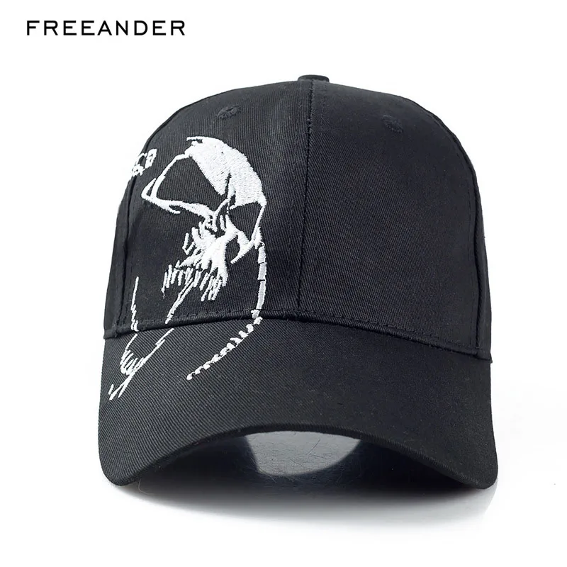 Мужская и Женская бейсбольная кепка Freeander с вышитым черепом Snapback модная