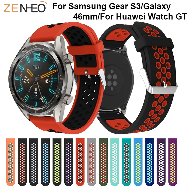 22 мм силиконовый наручный ремешок для Huawei Watch GT Замена Samsung Gear S3 Frontier классические